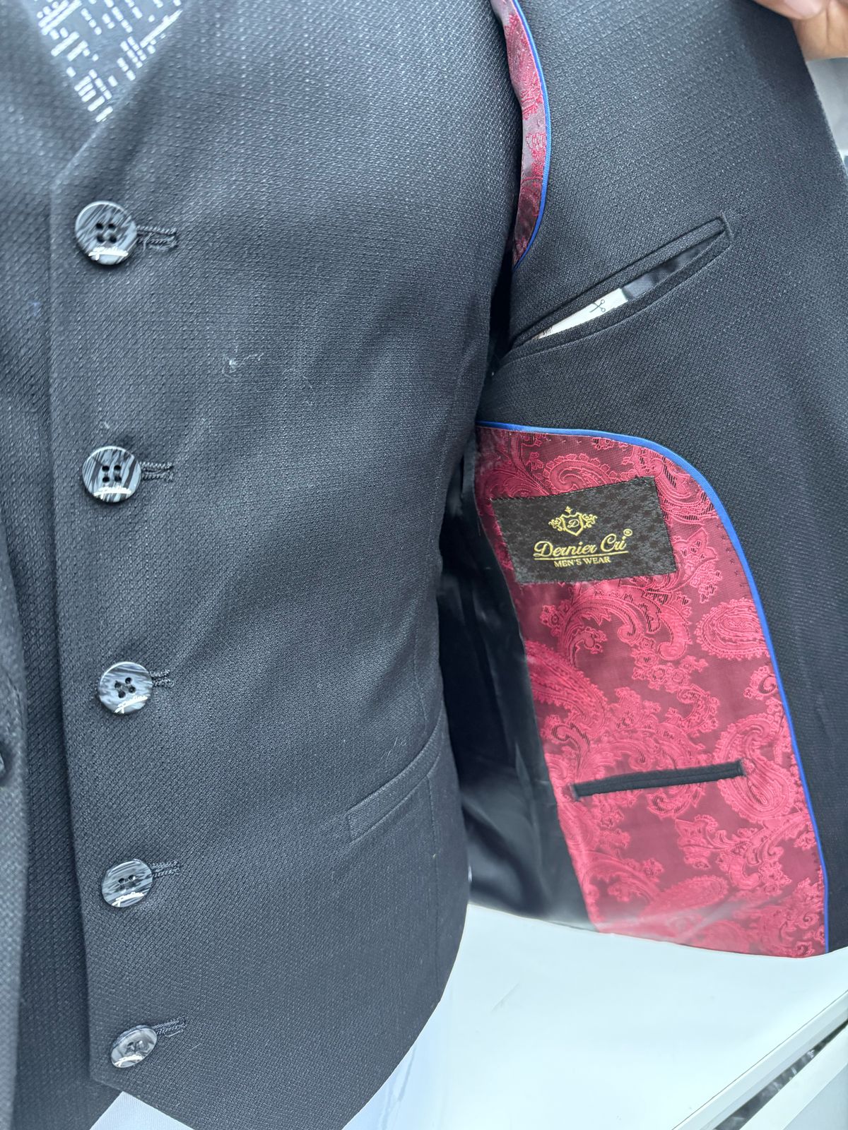 3 Piece Textured Suit Black Color