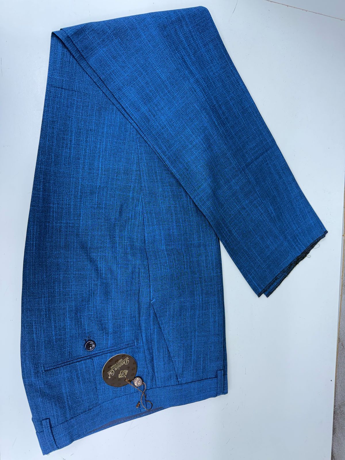 3 Piece Textured Suit Turquoise Blue Color