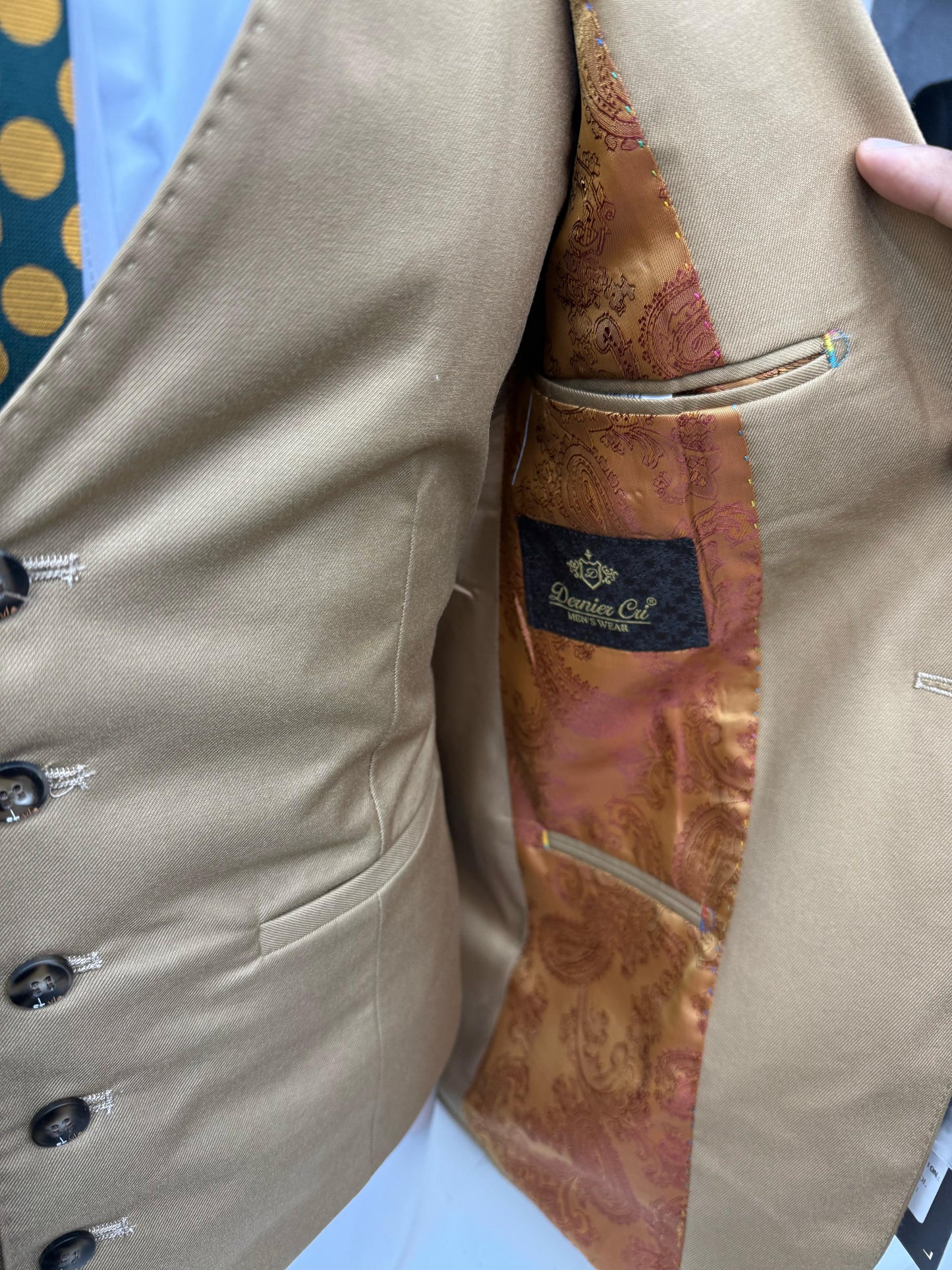 3 Piece Light Mustard Suit