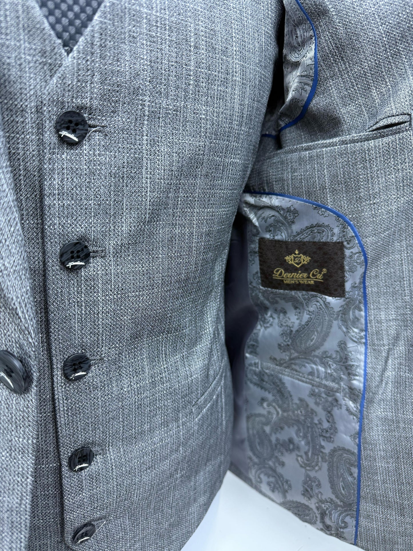 3 Piece Textured Suit Grey Color