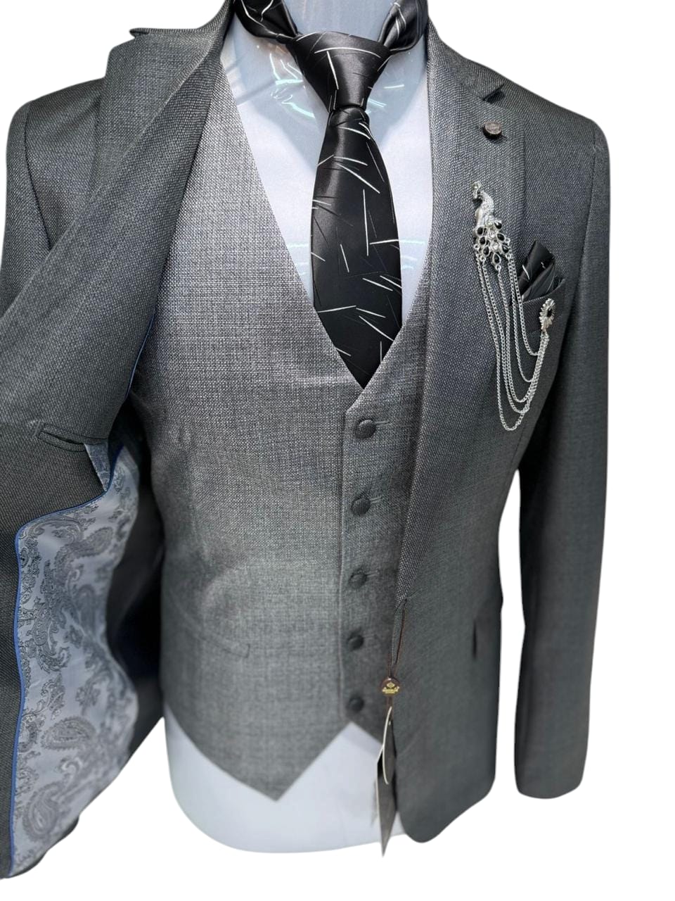 3 piece Suit Charcoal and Silver Grey Colour