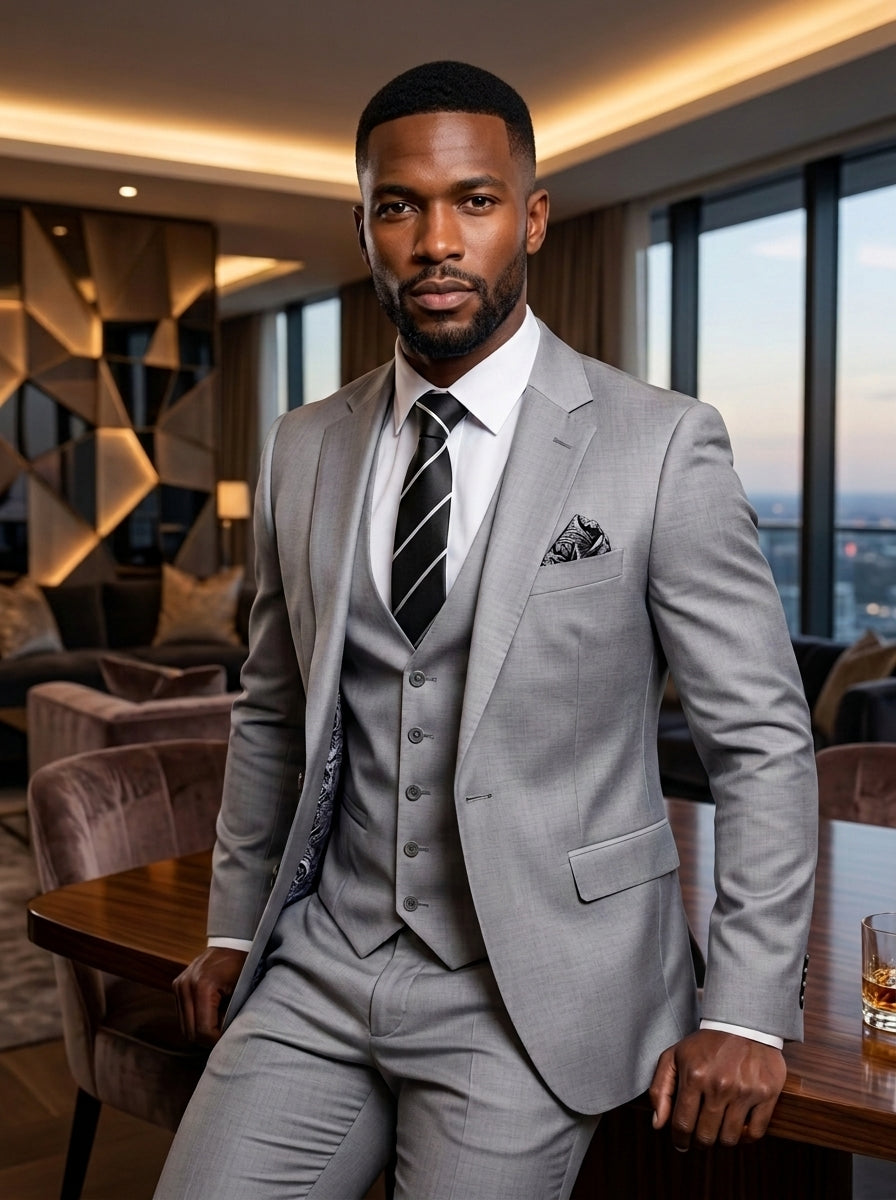 Carvallo Light Grey 3-Piece Suit