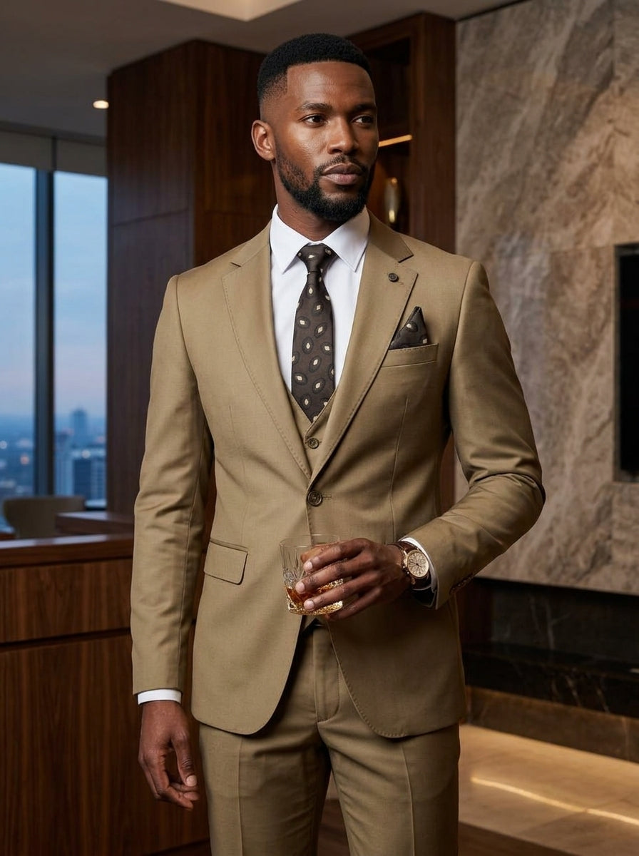 Carvallo Tan 3-Piece Suit