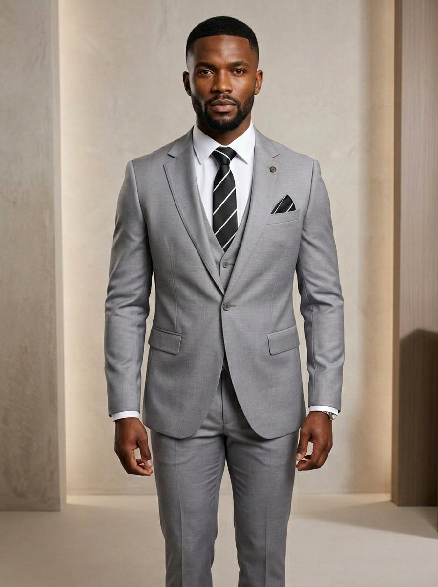 Carvallo Light Grey 3-Piece Suit