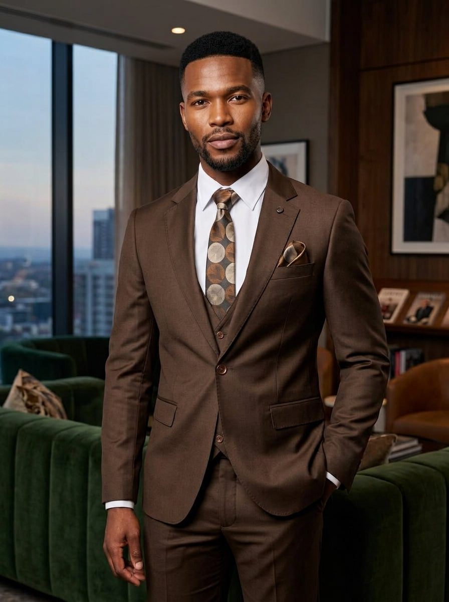 Carvallo Chocolate Brown 3-Piece Suit